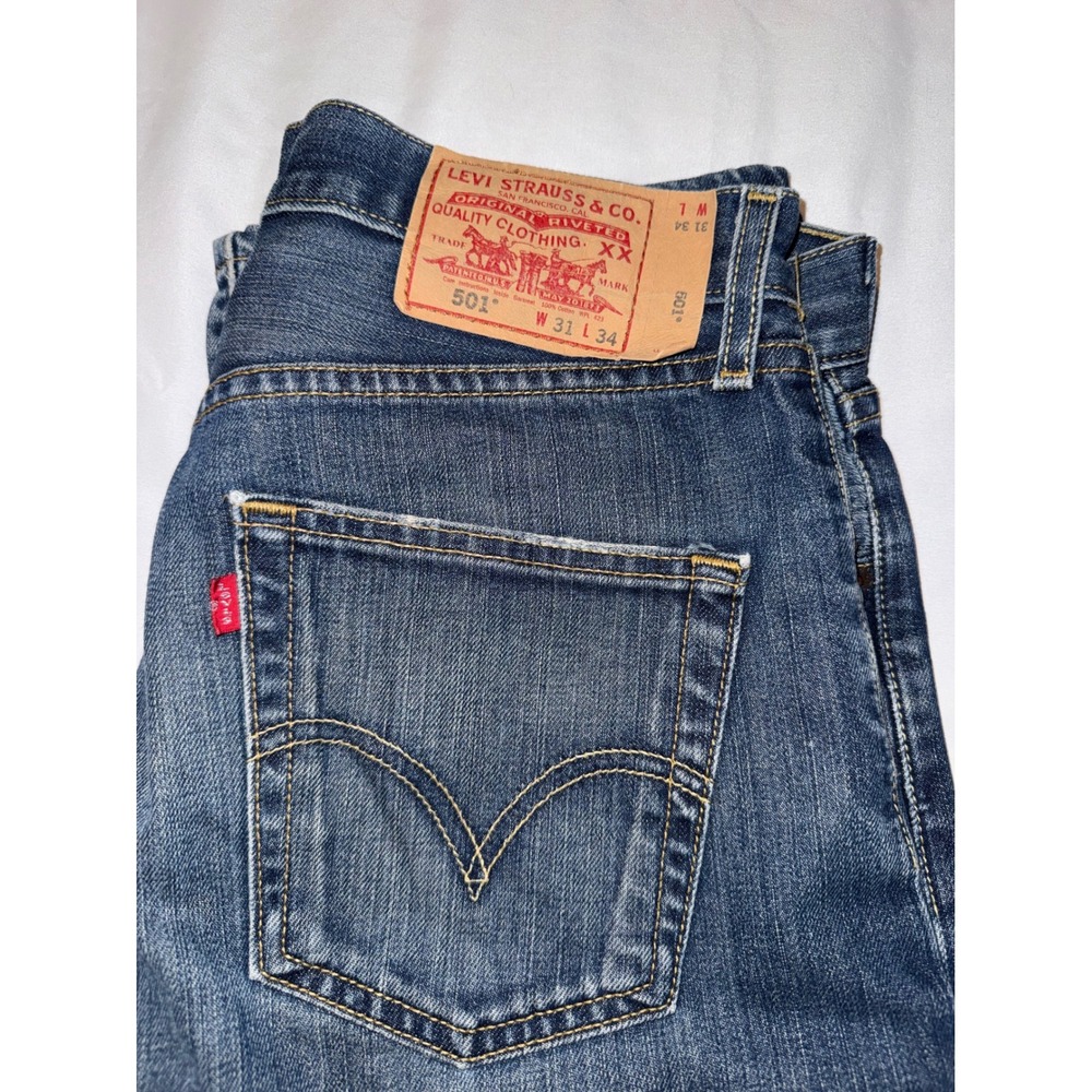 Vintage Y2K Levis 501 Paper Tag Original Fit Mens Jeans Blue Denim W31 L34